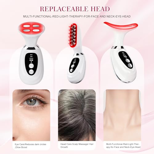 Red-Light-Therapy-for-Face and Neck-Eye-Head Massager,7 Colors Skin Rejuvenation Lifting Facial Massager for Toning,Glow Boost£¬Wrinkle for Birthday,Christmas,Mothers Day,Valentines Day Gifts (Pink)
