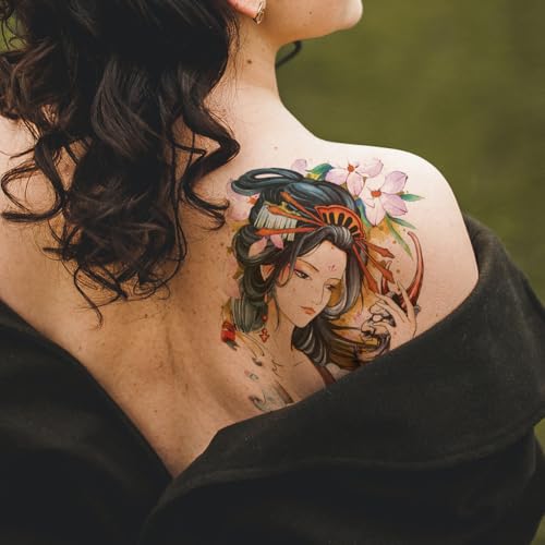 6 Sheet Japanese Geisha Temporary Tattoos Waterproof