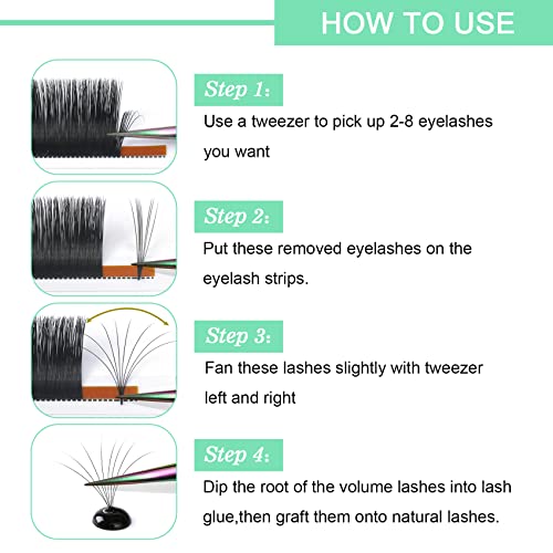 Volume Lash Extensions D-0.07-14 Easy Fan Flowering Rapid Blooming Eyelashes 9 to 20 mm Mega C D Curl (D-0.07,14 mm)