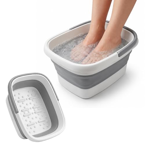 Collapsible Foot Bath with Massage Rollers - Portable Soaking Tub