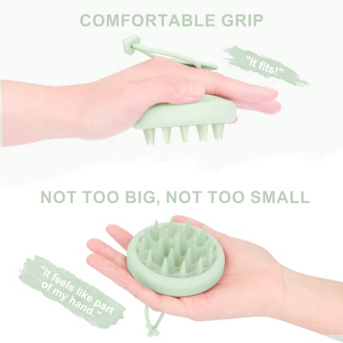 AIMIKE Scalp Massager Shampoo Brush, 100% Soft Silicone Scalp Scrubber, Scalp Exfoliator Brush for Dandruff Removal, Scalp Massager for Hair Growth, Wet Dry Hair Massager Shampoo Brush, Mint Green