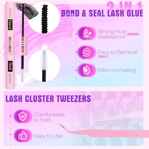 DIY Lash Clusters Kit with Bond & Seal Glue - 160pcs Natural Extensions