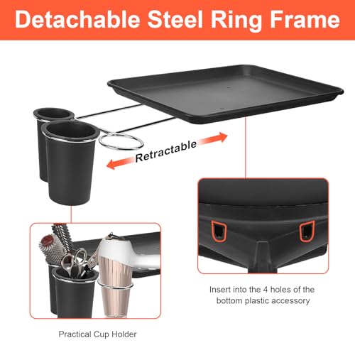 Adjustable Salon Tray Cart on Wheels, 17" x 13" Storage
