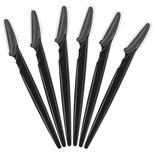 6 Pcs Black Eyebrow Razor, Face Razors Multipurpose, Facial Razors for Women Men, Eyebrow Trimmers Shaver with Protective Cover, Dermaplaning Tools for Face Body Use, Facial Hair Removal Tools