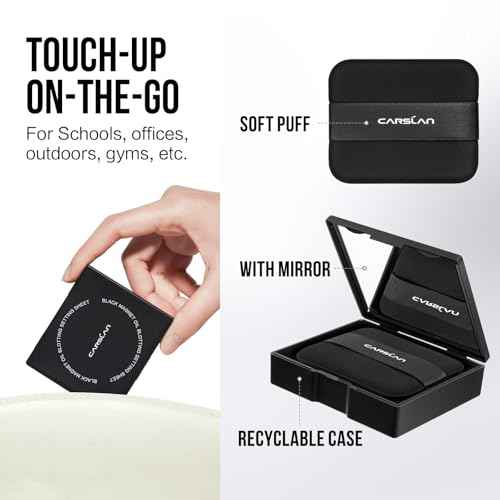 CARSLAN Black Magnet Oil Blotting & Setting Sheets with Mirror & Powder Puff, 2-in-1 Oil Absorbing Facial Papers, Natural Plant Fiber, On-the-Go Touch-Up, 150 Sheets + 8 Refill Pads