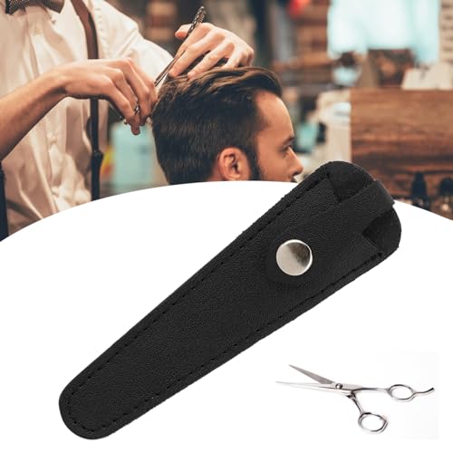 Black Leather Scissor Case – Compact Hair Salon Tool Cover