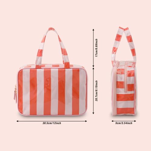 THOVSMOON Travel Toiletry Bag for Women - Waterproof Pink-Orange Organizer