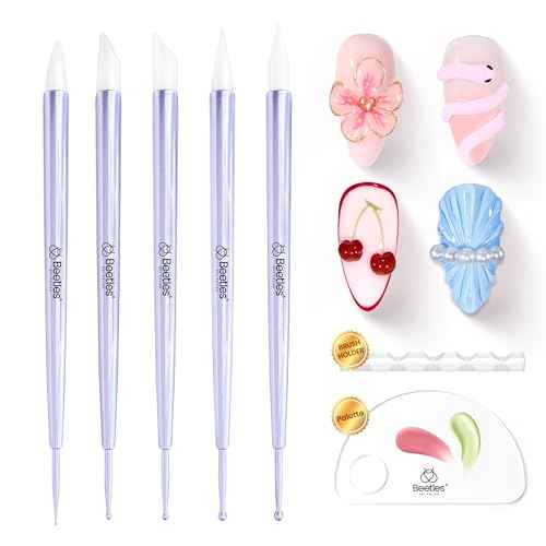 Beetles 5PCS Nail Art Dotting Tools Nail Art Sculpture Pen, Dual-Head Resin Nail Art Tools, Carving Drawing Tool, Silicone Brushes Set Pottery Clay Sculpting Tools Modeling Painting Tool DIY Art