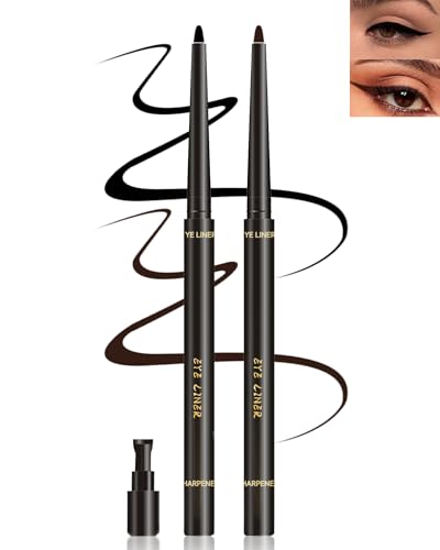 Waterproof Gel Eyeliner Pencil Set - Black Brown