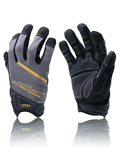 HANDLANDY Mens Work Gloves Wear Resistant, Breathable & Flexible Mechanic Working Gloves, Touchscreen Warehouse Outdoor Yard Glove, Truck Driver Gifts