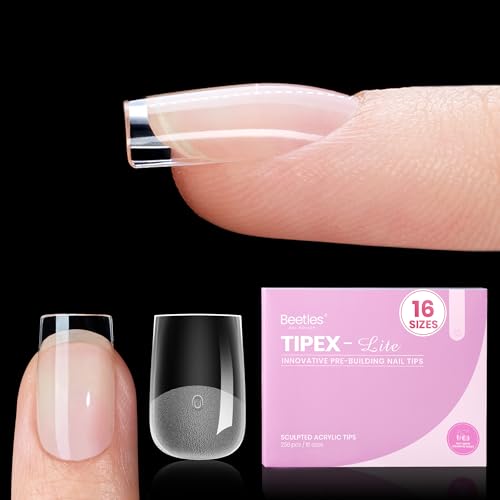 Beetles Tipex Lite Instant Apex Nail Tips - 256pcs, 16 Sizes XS Square