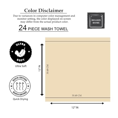 Belizzi Home Ultra Soft Cotton Washcloths, Contains 24 Piece Face Cloths 12x12 inch, Ideal for Everyday use Face Towels, Compact & Lightweight Multi Purpose Washcloths - Burgundy