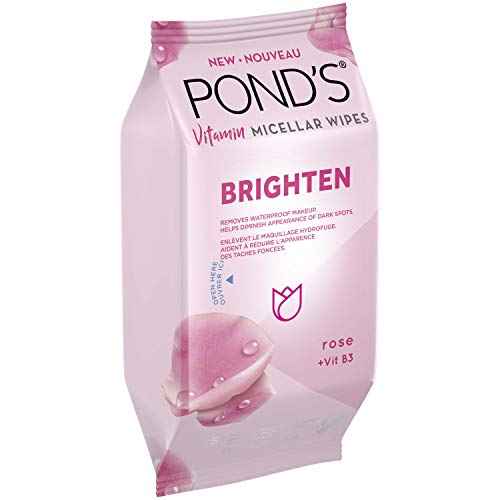 Pond's Vitamin Micellar Wipes For Dark Spots Brighten Rose Removes Waterproof Makeup 25 Wipes