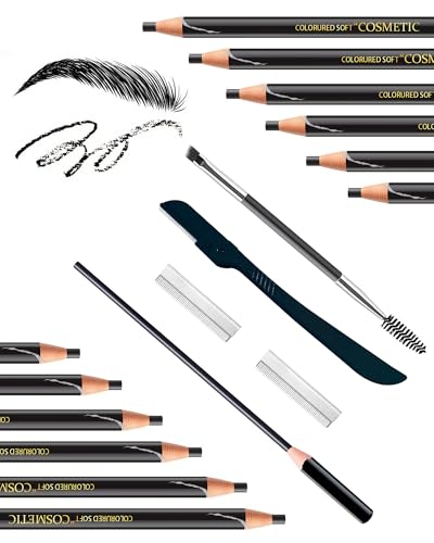 12-Piece Waterproof Eyebrow Pencil Set with Microblading Tips