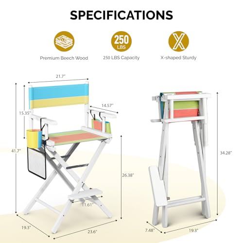 OmySalon 26" Directors Chair - Portable Folding Makeup Salon Chair
