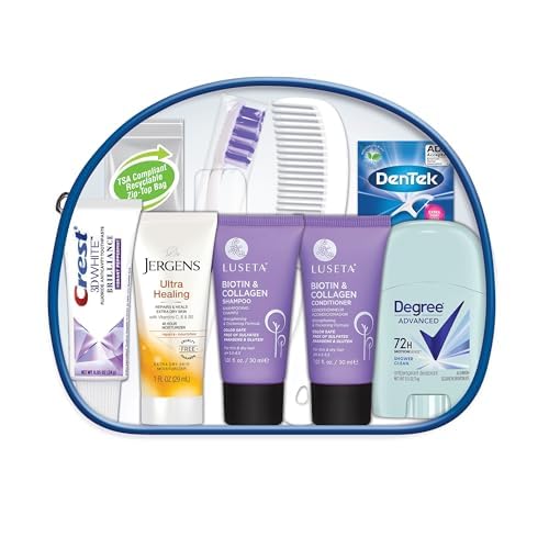 Women's Travel Toiletry Kit, 10-Piece TSA Approved Set