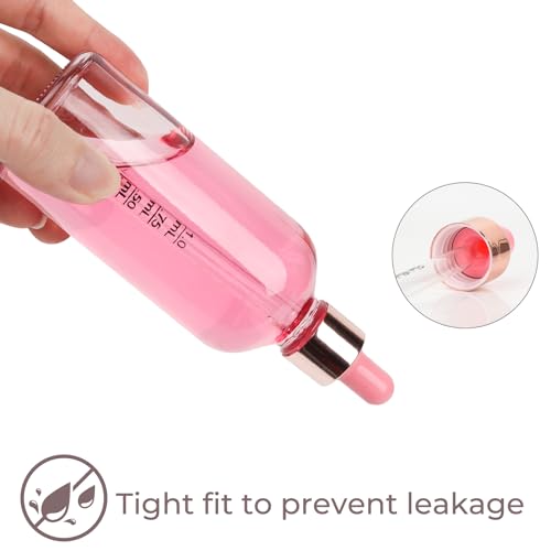 Pink Glass Dropper Bottles 4oz - 6 Pack Essential Oil Tincture Bottles