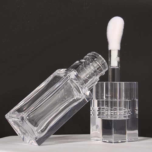 COSIDEA 18pcs Empty 6ml Square Clear PETG lip gloss tubes big deo foot wand lipgloss tube container for lip oil
