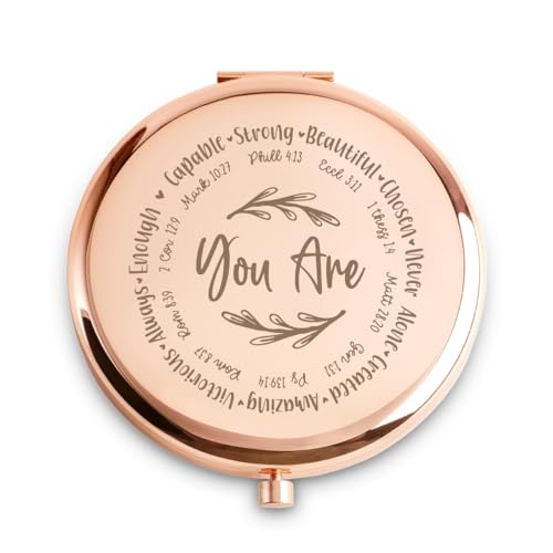 Personalized Christian Compact Mirror for Women, 2.5" Dual Magnification
