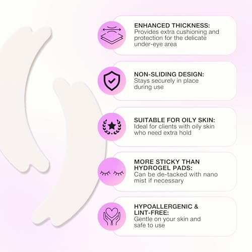 Curacoro Double Foam Eye Pads For Lash Extension, Hypoallergenic Eye Pads Lash Extension Supplies for Oily Skin & Sensitive Eyes, Soft Sticky Pads for Lash Perm Lamination, Lash Remover (46 Pads)