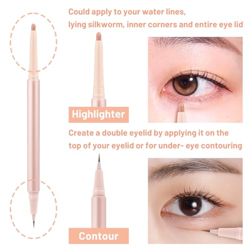 3-in-1 Dual-Ended Eye Makeup Pen Set - Highlighter, Eyeliner & Eyeshadow