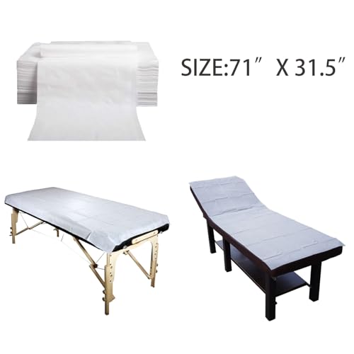 20pcs Disposable Bed Sheets, 31" x 71" for Massage Table - Pure White Non-Woven Fabric, Clean, Breathable & Soft, Gentle On Skin, for Disposable Sheets Massage Table Massage Beauty Tattoos