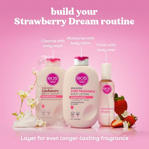 EOS Strawberry Dream Body Care Bundle - Body Wash, Lotion & Mist