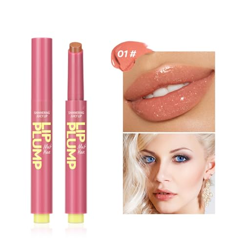 MAEPEOR Hydrating Lip Plumper 12 Colors Moisturizing Shiny Juicy Lip Balm Long Lasting Nourishing Lip Pluming Balm（Color 01)