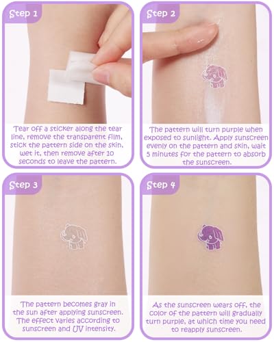 UV Detection Temporary Tattoos - 80 Pack Sunscreen Reminder