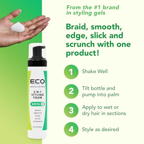 Eco Style Braids & Beyond 5-N-1 Styling Foam, Moisturizes & Seals