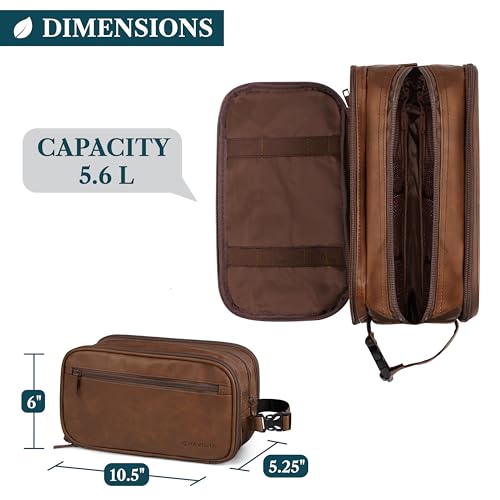 PAVILIA Large Light Brown Toiletry Bag for Men Dopp Kit Travel Organizer