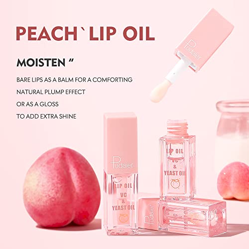 Pudaier Lip Care Kit, Hydrating Lip Glow Oil, Moisturizing Lip Mask, Exfoliating Lip Scrub, 3 Pcs Lip Care Plumping Makeup Set for Shiny and Nourishing Lips, Dry Lips Treatment