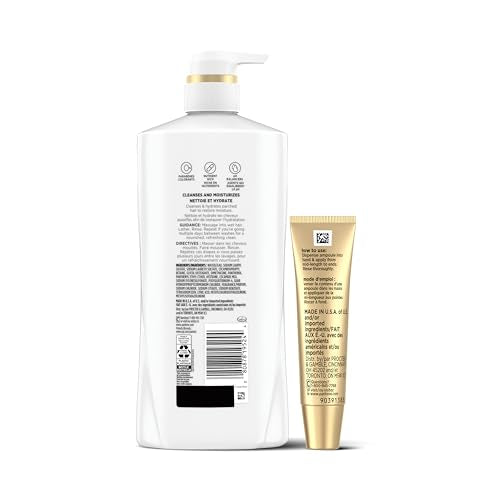 Pantene 2-in-1 Shampoo & Conditioner, Daily Moisture Renewal - Pro-V Nutrients for Dry, Straight to Curly Hair,72-Hour Hydration & Softness, 27.7 Oz Each, + Rescue Shot (0.5 Oz),2 Count (Pack of 2)