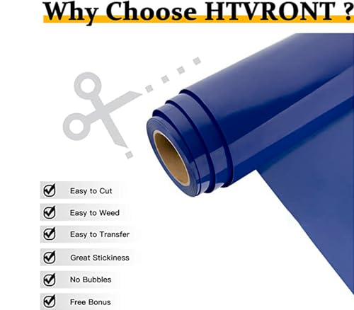 HTVRONT Heat Transfer Vinyl Blue HTV Vinyl Rolls - 12" x 15ft Blue Iron on Vinyl for Cricut & Silhouette Cameo, Royal Blue HTV Vinyl for Shirts - Easy to Cut & Weed for Heat Vinyl Design (Royal Blue)