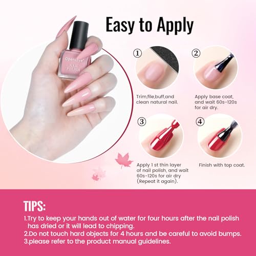 OpenLive 12-Piece Quick Dry Nail Polish Set with Base & Top Coat (5ml)