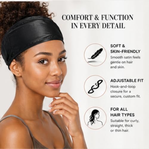 Hercicy 6-Pack Satin Hair Wrap Headbands Adjustable Spa Sleep & Face Mask