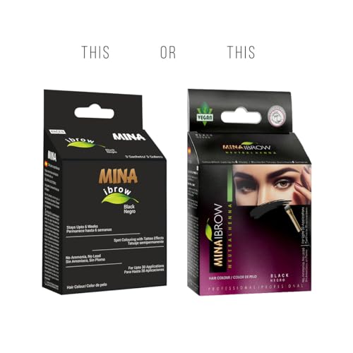 Mina ibrow Hair Color |Natural Spot coloring Hair Tinting Powder, Water and Smudge Proof | No Ammonia, No Lead with 100% Gray Converge | Black Tint kit | Upto 30 Applications.