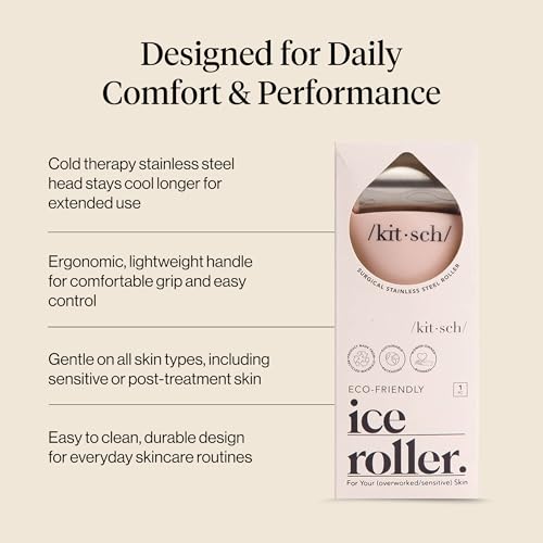 Kitsch Stainless Steel Ice Roller for Face – Cooling Facial Tool for Puffiness