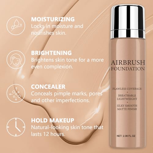 AirBrush Foundation Spray with Primer - Full Coverage Liquid Makeup
