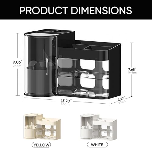 Rotating Makeup Organizer with Drawers - Large Capacity Cosmetic Storage