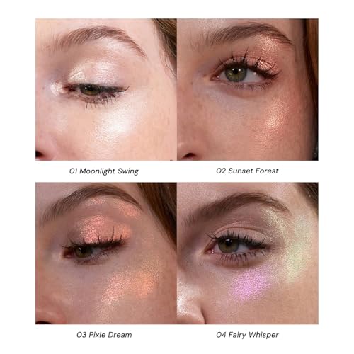 Flower Knows Midsummer Fairytales Liquid Highlighter(Multichrome),Highlighter Makeup,Pearlescent Face & Body Illuminator,Blendable & Long-lasting face Highlighter for All Skin Tones(04 Fairy Whisper)