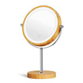 8" Lighted Makeup Mirror with Bamboo Stand, 1X/10X Double Sided Magnifying Vanity Mirror with Lights, 3 Colors Dimmable Lightning, Gifts for Women Mom Teen Girls