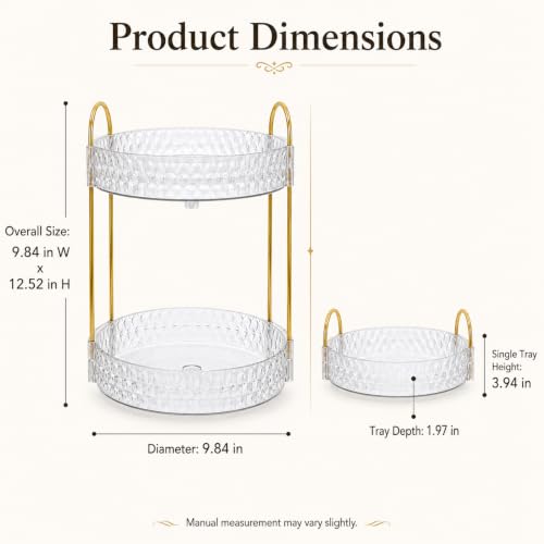 360° Rotating Makeup Organizer, 2-Tier Lazy Susan Cosmetic Storage
