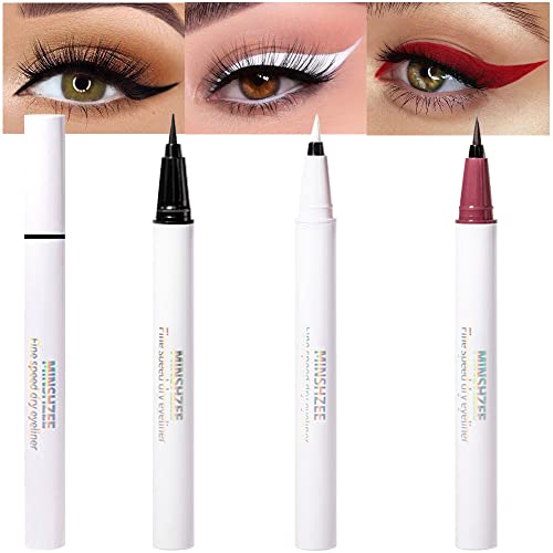 3-Piece Waterproof Liquid Eyeliner Set - White, Red & Black