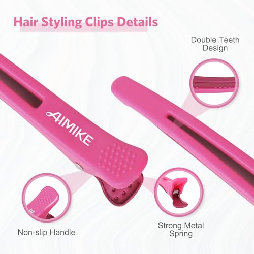 AIMIKE No-Crease Duck Bill Hair Clips - 6pcs Neon Styling Set