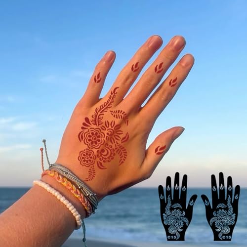24 Sheets Henna Tattoo Stencils Kit – Mehndi Hand Templates