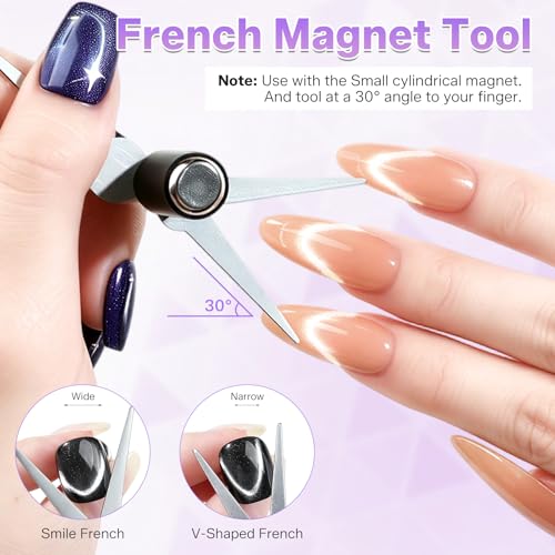 Cat Eye Nail Magnet Set with Storage Case - 8PCS Nail Art Tools for Gel Polish