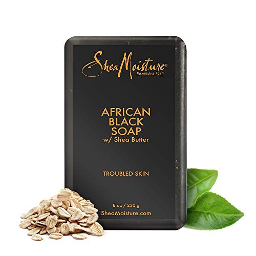 SheaMoisture Bar Soap 6 Count for Troubled Skin African Black Soap Cleanser with Shea Butter 8 oz