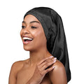 Extra Long Satin Bonnet Sleeping Hat Beanie Cap Baggy Hair Covering Black
