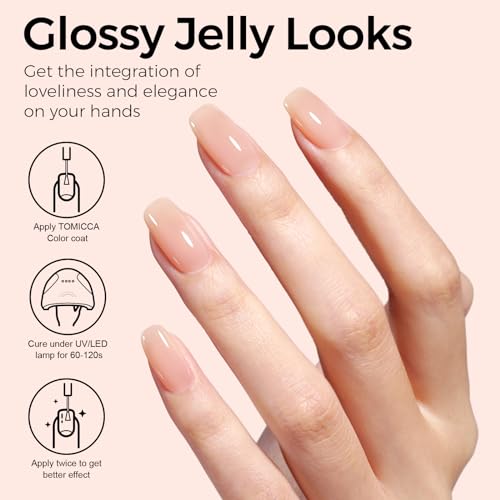 TOMICCA Sheer Nude Gel Nail Polish - 15ml Jelly Translucent UV LED Polish